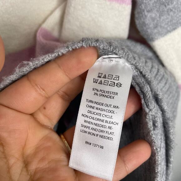 Marled Reunited Clothing Womens Sweater Size XL Cowl Neck Gray Striped Pullover - Picture 4 of 16